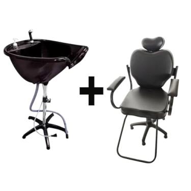 Imagem de HENVIFER, Kit Salão Lavatório Portátil + Cadeira Cabelereiro Henvifer