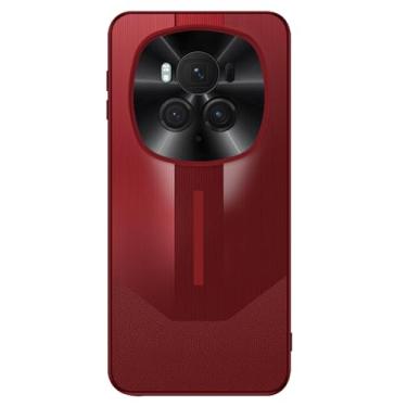 Imagem de LTLMYDAM Capa para Honor Magic 6Pro/6, capa de couro escovado galvanizado, proteção de lente, capa ultrafina de silicone macio, vermelha, 6