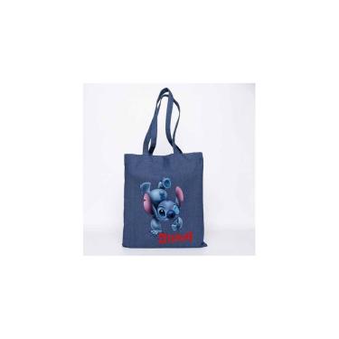 Imagem de Sacola jeans estampada Lilo Stitch e Tarsero Stitch 35x40c