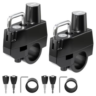 Imagem de JAGASOL Trava de capacete de motocicleta antifurto, trava de segurança à prova de adulteração com 2 chaves, acessórios para capacete para tubo de guidão de 22 a 28 mm, gancho de armazenamento suspenso