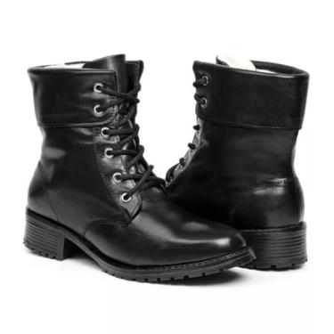 Imagem de Bota Feminina de Inverno em Couro Forrada com Lã Impermeável - Turim (Preto, BR, Adulto, Numérico, 34)