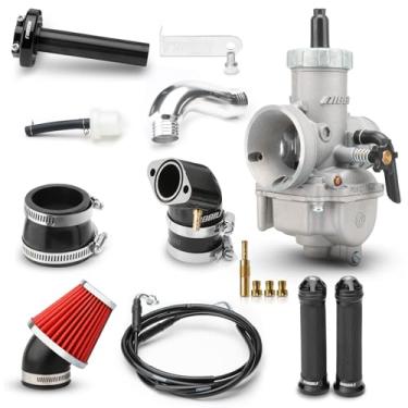 Imagem de NIBBI Kit de carburador de 28 mm - PE28 Carburador GY6 Tubo Curvo 185 mm Guiador Linha do Acelerador 48 MM Filtro de Ar Fit GY6 Scooter Motor 150CC-250CC