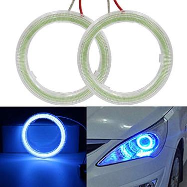 Imagem de YSY 1 par azul gelo 70 mm 60 SMD COB LED Angel Eyes com casco farol de carro lâmpadas halo anel de luzes DRL decoração DC 12V 24V (70 mm, azul gelo)