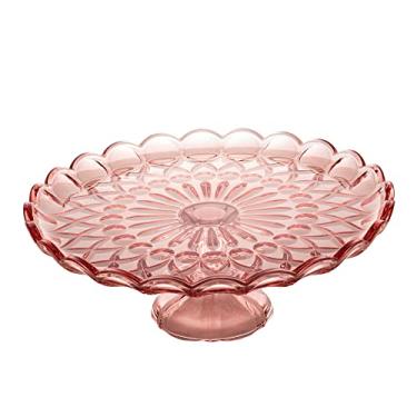 Imagem de PRATO P/BOLO CRISTAL C/PÉ ANGEL 32x11cm ROSA