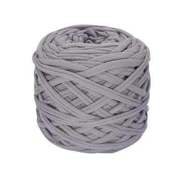 Imagem de Camiseta de 200 g de tecido elástico de crochê para tricô DIY, fio de tricô grosso para mão faça você mesmo, cesta de almofada, projetos de crochê, decoração de casa (cinza)