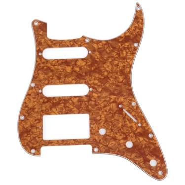 Imagem de Musiclily 11 Furos Escudo HSS Pickguard Strato para Guitarra Fender EUA/Mexicana Made Stratocaster Standard Estilo Moderno, 4 Camadas Amarelo Perolado