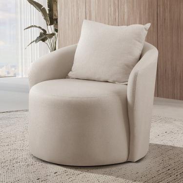 Imagem de Poltrona Decorativa para Sala de Estar Redonda Califórnia Nude