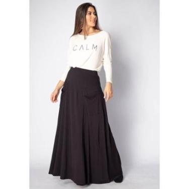 Imagem de Saia Longa Malha com Bolso Preta - P-Veste do 38 ao 40-Feminino