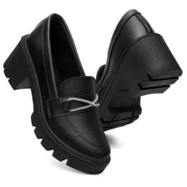 Imagem de Sapato Mocassim Ethos Clássico Oxford Salto Bloco Casual Feminino-Feminino