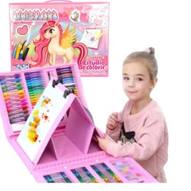 Imagem de Maleta de Pintura 208 Peças Completa Estojo de Pintura e Desenho Completo para Colorir