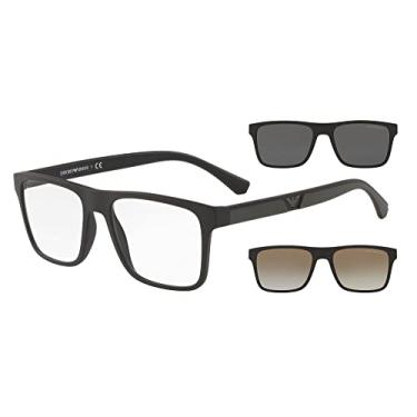 Imagem de Emporio Armani Armação de óculos masculina EA 4115 preto/cinza com clipe sombreado 54/18/145, Preto, 54/18/145
