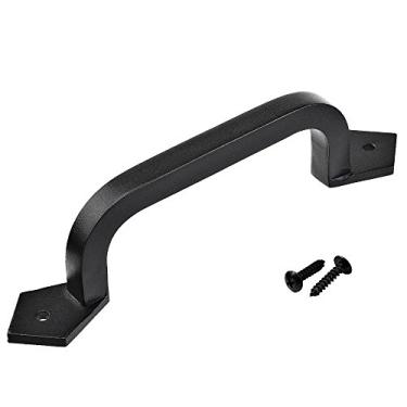 Imagem de Lizavo – Alça de puxador de porta quadrada de 22,86 cm em preto – ferro fundido sólido, 1 Pack, Black