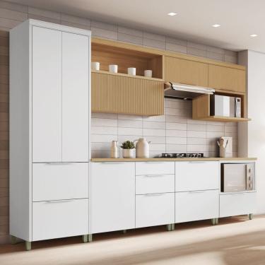 Imagem de Cozinha 7 Peças 7 Portas 7 Gavetas Marquesa 100% Mdf Branco/Marrom