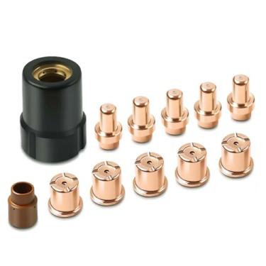 Imagem de Kit consumível de corte a plasma para maçarico Eastwood Versa-Cut 40 40 Amps Trafimet CB50 Plasma Tocha (eletrodo + ponta + anel redemoinho + copo escudo)