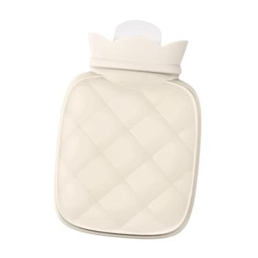 Imagem de menolana Bolsa de água quente aquecedora de mão reutilizável portátil malha textura design almofada aquecida bolsa de água quente para sofá cama quarto cintura, Bege