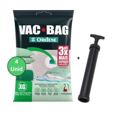 Imagem de Kit 4 Saco A Vacuo Extra Grande 80x100cm Vac Bag Mala+ Bomba Ordene