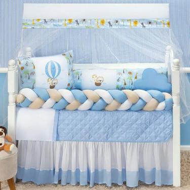 Imagem de Kit Berço Safari Balão Trançado Leão Bichinhos Girafa 11 peças - Coroa