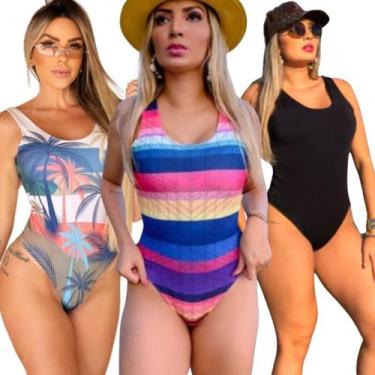 Imagem de Kit 3 Biquini Maio Feminino Praia Moda Body Verão Preto Top - Dioper S