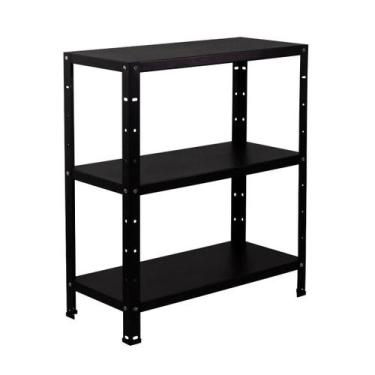 Imagem de Estante Armario De Aço 68cm Altura 3 Bandejas 60cm Preto - IDEALLUME, 