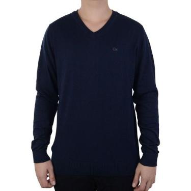Imagem de Blusa Masculina Ogochi Sueter Slim Tricot Marinho - 00551100, M, Azul