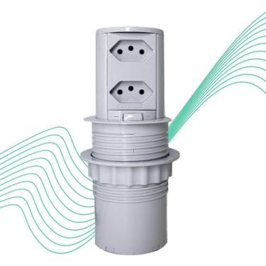 Imagem de Mini Torre De Tomada Manual Cinza 2 Tomadas 10A Totem 2220W - Dutotec