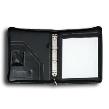 Imagem de Pasta Fichário em Couro Legítimo Preto - Finess Presentes