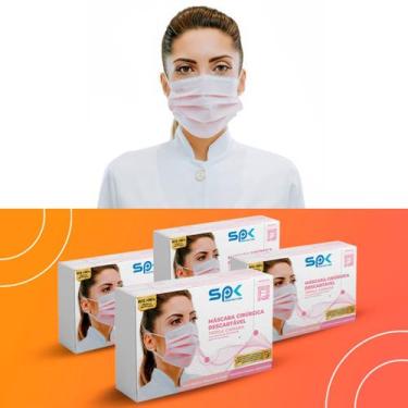Imagem de Kit 200 Máscara Descartável Adulto Tripla Anvisa Clip Nasal - SP PROTE