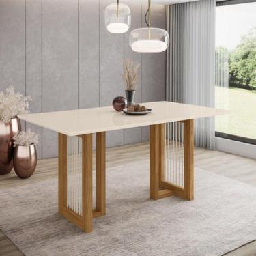 Imagem de Mesa de Jantar 160x90cm Tampo MDF Canto Reto Yara - Henn