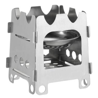 Imagem de Fogão de Acampamento, Fogão a Lenha Dobrável de Aço Inoxidável Com Saco de Armazenamento para Mochila, Caminhadas e Pesca (L)