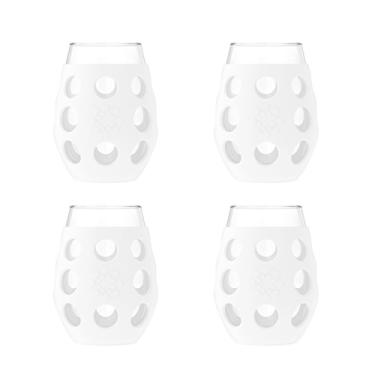 Imagem de Lifefactory Taça de vinho com capa protetora de silicone, pacote com 4, branca