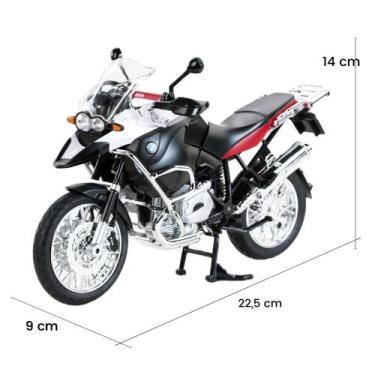 Imagem de Miniatura Da Moto Bmw R1200 Gs, 22 Centímetros, Branco 1/9 - Rastar