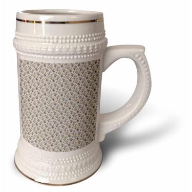 Imagem de 3dRose Creme e azul chique feminino floral - caneca Stein, 510 g, 623 g, branca