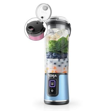 Imagem de Ninja Liquidificador portátil Blast, sem fio, recipiente de 510 g, liquidificador pessoal para shakes e vitaminas, sem BPA, tampa à prova de vazamento e bico para beber, recarregável com USB-C,