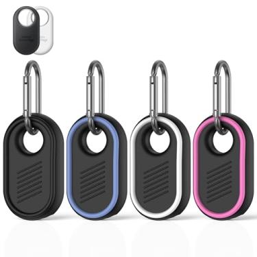 Imagem de [Pacote com 4] Capa compatível com Samsung Galaxy SmartTag2, capa de silicone macio para Samsung Smart Tag 2, proteção total anti-perda e queda Smart Tag 2 com chaveiro, bolsas, bagagem, animal de