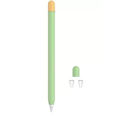 Imagem de Capa de duas cores + 2 capas para Apple Pencil 2ª geração 2018 Pro 2024 capa de proteção antiderrapante capa de silicone macio para iPad Pro Pen (para Apple Pencil 2ª geração, verde)