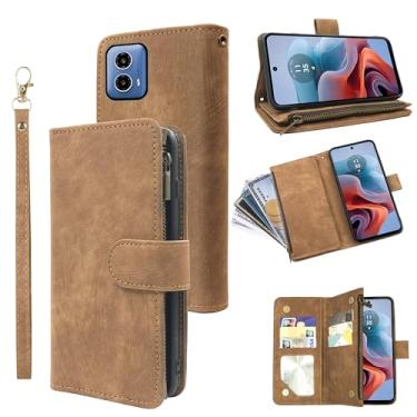 Imagem de Capa carteira compatível com Moto G34 e capa de celular de couro vintage premium com suporte para cartão de crédito para Moto G34 masculino feminino marrom
