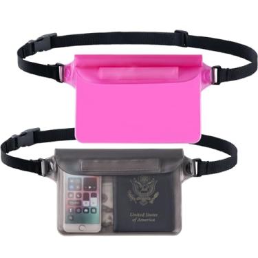 Imagem de CADONO Pacote com 2 bolsas impermeáveis com alça de cintura ajustável | Bolsa seca sensível ao toque, mantenha seu telefone e objetos de valor secos, perfeita para natação, caiaque, passeios de barco,