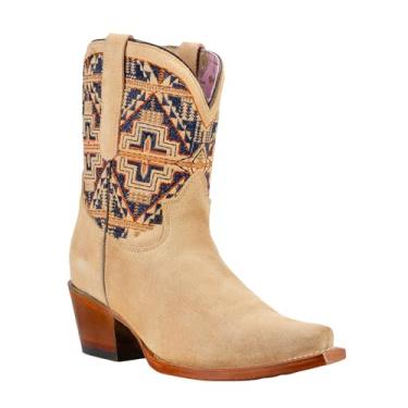 Imagem de PENDLETON Botas femininas Broadmoor Western – Couro de camurça com bordado de padrão rígido, Tan Harding, 41