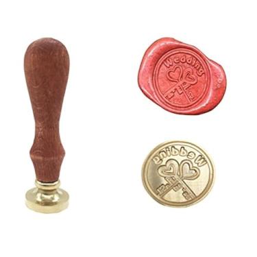 Imagem de T-shin Carimbo vintage retrô clássico de cera, selo de cera, artesanato, símbolo romântico, Gold-wedding, 1