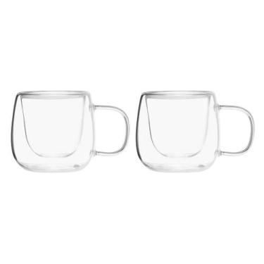 Imagem de Conjunto xícaras p/ café parede dupla - Mimo Style, Transparente, 2