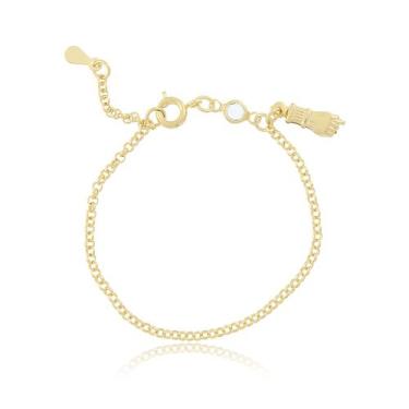 Imagem de Pulseira infantil  figa banhada ouro 18k RN menino menina bebê - Cy se