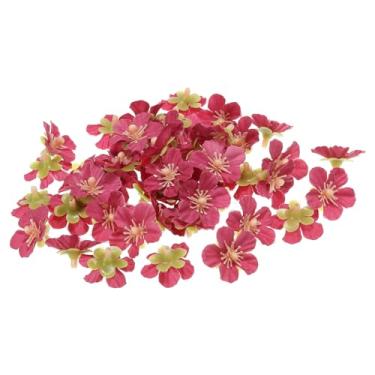 Imagem de PATIKIL Cabeças artificiais de flor de cerejeira de 2,5 cm, pacote com 100 cabeças de flores falsas de flor de cerejeira para decoração de buquê floral de casamento, faça você mesmo, rosa vermelha