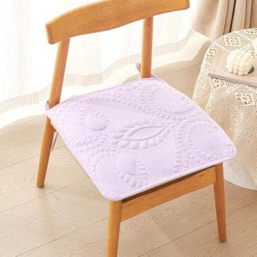 Imagem de PENGKTXXY Almofada de cadeira antiderrapante com laços para quatro estações, cor sólida, almofada de assento de escritório, supermacia, para cadeira de mesa, cadeiras de jantar, cadeira de cozinha