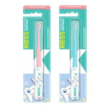 Imagem de Kit Escova Dental Kids Kess Dentinho Belliz Rosa/azul C/2 - BELLIZ COM