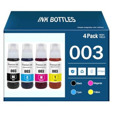 Imagem de Garrafas de refil de tinta de alta capacidade 70 ml 003 para Epson L1110 L1210 L1216 L1250 L1256 L3100 L3101 L3106 L3110 L3115 L3116 L3150 L3151 L3151 3152 Impressora L3156 L3200 L3206 L3210, conjunto