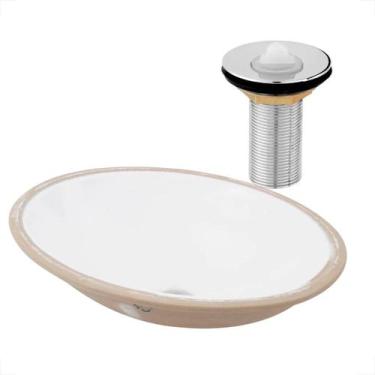 Imagem de Kit cuba embutir oval 39 x 30 cm com valvula cromada - ONIX