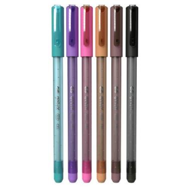 Imagem de kit 6 Cores Caneta em Gel Glitter Cis Gelyx 1.0mm Escrita Macia Suave 