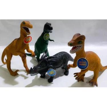Imagem de Kit 4 Dinossauros De Borracha Jurrassic!!! - DM TOYS