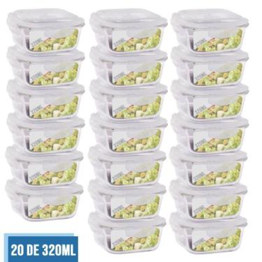 Imagem de Conjunto Jogo 20 Potes Vidro Hermético Tampa 4 Travas 320ml - QUALITY 