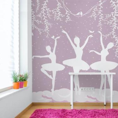 Imagem de Papel de Parede Quarto Menina Bailarinas Rosa Painel 6m² - Quartinhos